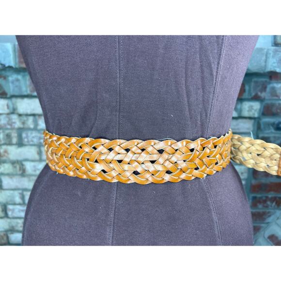 Split leather belt brown boho round buckle - Picture 5 of 7